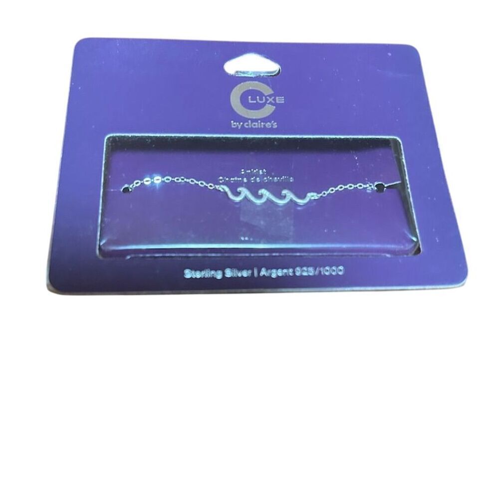 Claire's Sterling Silver Wave Chain Anklet Nickel-Free Silver